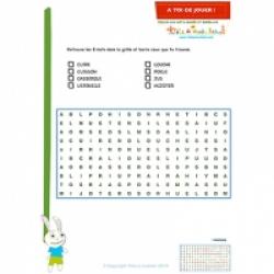 Jeux de mots cachés a imprimer