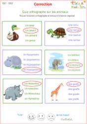 page de correction à imprimer pour l'exercice 1 d'orthographe pour le CE1