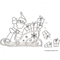 Coloriage du Père Noël en traineau qui perd des cadeaux