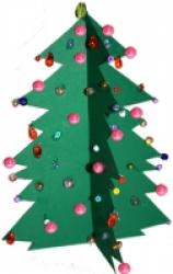 Petit sapin de Noël en carton décoré de perles