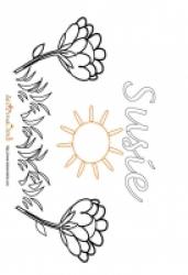 Coloriage prénom Suzie - Jardin fleuri