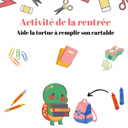 Imprimer l'activité : Aide la tortue à remplir son cartable