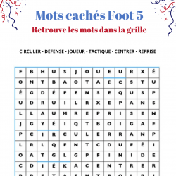 Jeu foot : grille 5 de mots cachés