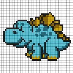 Réaliser ce beau Pixel Art en prenant un quadrillage afin de reproduire les carrés colorés. Vous pourrez alors avoir un superbe dinosaure qui vous permettra de retourner plusieurs centaine de milliers d'années en arrière.