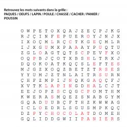Solution du jeu de mots mêlés à imprimer sur le thème de Pâques