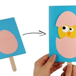 Voici l'activité : "un poussin 3D qui sort de son oeuf". Une activité manuelle sur le thème de Pâques que les plus petits vont adorer.