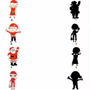 Jeu d'identification des ombres. Il faut retrouver l'ombre de chacun et surtout, il faut trouver l'ombre du Père Noël !