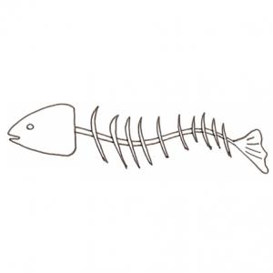 Dessin d'une arête de poisson ondulante à colorier - un coloriage sur le poisson
