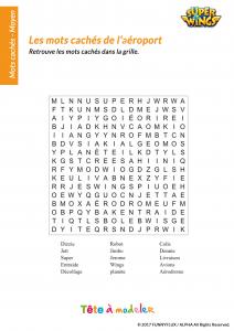 Télécharger et imprimer gratuitement ce jeu de mots cachés Super Wings