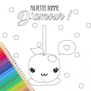 Une jolie carte pomme d'amour est gratuite, à imprimer, colorier, compléter et à offrir à sa famille et ses amis pour la Saint Valentin. Cette jolie carte sera un cadeau parfait pour la Saint valentin avec un petit poeme inscrit a l'interieur.