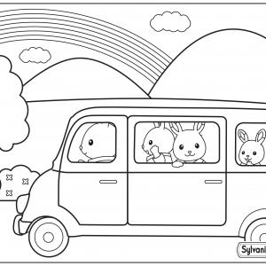 Un dessin à imprimer de la famille lapin qui part en vacances