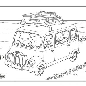 Un dessin à imprimer de la famille lapin arrivant sur son lieu de vacances