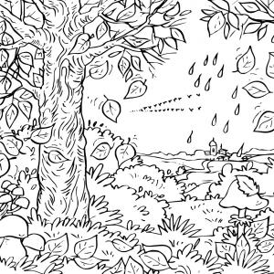 Coloriages De Feuilles Et D Arbres En Automne Dessins Tete A Modeler