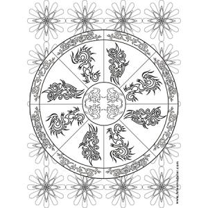 Coloriage mandala motif tribal