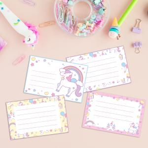 Etiquettes à imprimer par huit. Ces étiquettes de cahier sont à découper et à coller sur les livres scolaires et les cahiers de classe afin d'avoir de jolies licornes et des arcs-en-ciel sur les carnets.