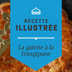 Galette des rois : la recette illustrée. Une délicieuse recette de galette des rois afin de fêter l'Epiphanie. Cette recette est illustrée afin de faciliter l'activité avec les enfants.