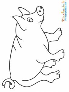 Dessin d'un cochon de la ferme à colorier avec des crayons de couleur. Un coloriage de cochon à imprimer pour colorier les animaux de la ferme