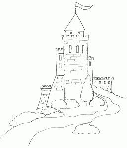 Coloriage Chateau Chevalier Sur Tete A Modeler