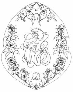 Coloriage art chinois : coq