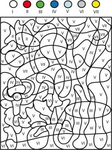 Jeu de coloriage numéroté : chiffres romains