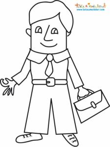 Coloriage papa part au travail