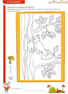 Coloriage d'un paysage aux couleurs de l'automne