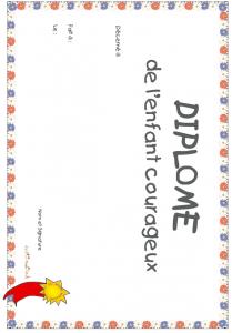 diplôme de l'enfant courageux fleurs