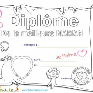 Diplôme De La Meilleure Maman à Imprimer Avec Tête à Modeler