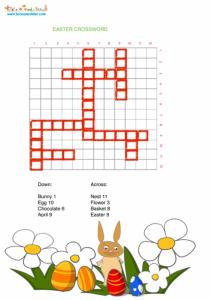 Grille 1 de mots croisés de pâques en anglais
