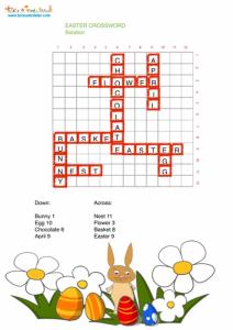 Solution de la grille 1 de mots croisés de pâques en anglais