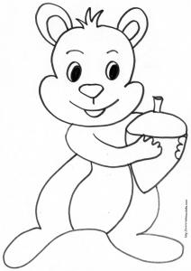 coloriage écureuil au gland