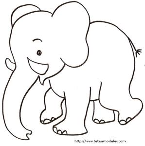 Coloriages D Elephants Tete A Modeler