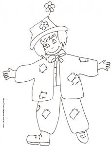 Coloriage de l'épouvantail au chapeau à fleurs