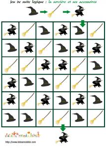 jeu de suite logique : La sorcière et ses accessoires