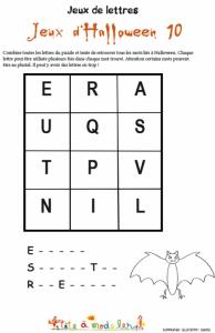 Esprits et revenants, puzzle de lettre Halloween