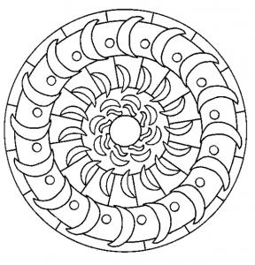 coloriage d'un mandala aux croissants
