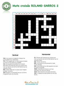 Mots croisés sur le tennis -grille 2