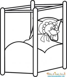 Coloriage du loup déguisé en grand-mère
