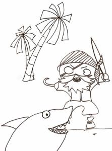 coloriage du pirate au crochet face au requin