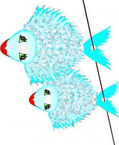 Deux jolis poissons d'avril bleus