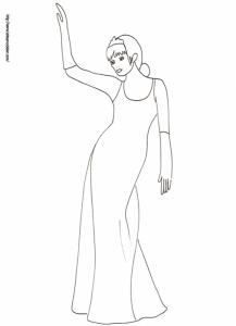 Coloriage de la princesse en robe du soir