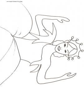 Coloriage de princesse : princesse qui salue à deux mains 