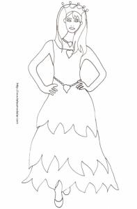 Coloriage de princesse : princesse à la robe aux pointes 