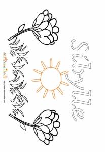 Coloriage prénom Sibylle - Jardin fleuri