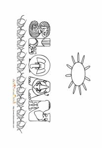 Coloriage prénom Sloan - lettres animaux