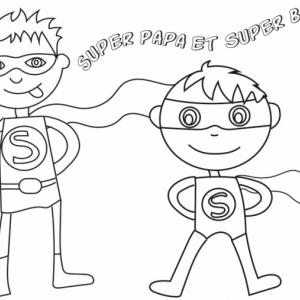 Coloriage super papa et super boy
