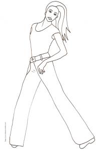 Coloriage du Top Model en pantalon