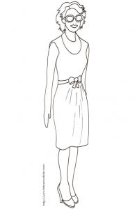 Coloriage du Top Model aux cheveux courts et lunettes de soleil
