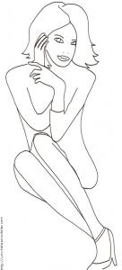 Coloriage du Top Model aux jambes repliées