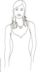 Coloriage du Top Model : buste médaille coeur